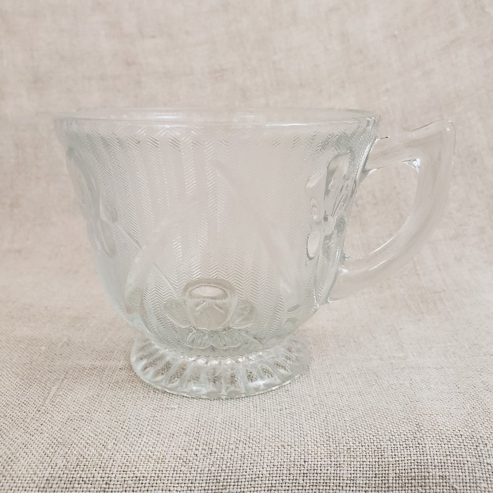 Vintage Jeannette Co. Iris & Herringbone -  3" Clear Glass Cup